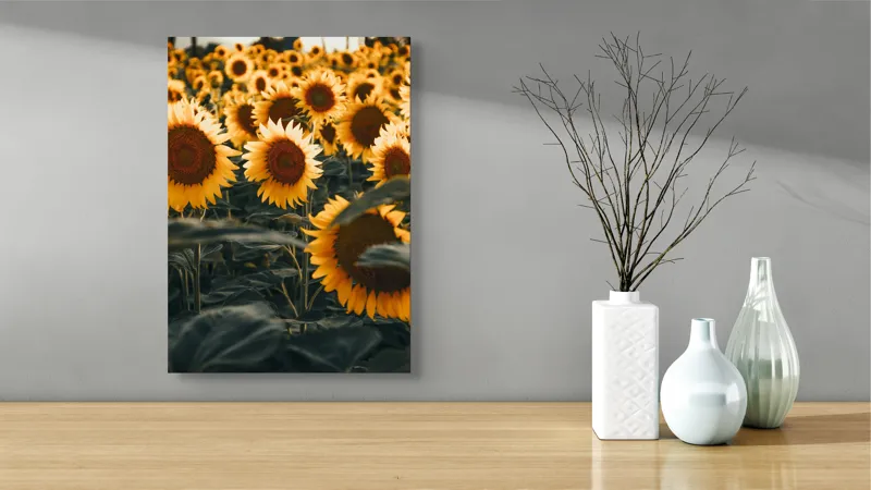 Tablou Canvas Câmpul Magnific al Florilor de Floarea-soarelui Vară Natură, 39 x 54 cm – poza 4