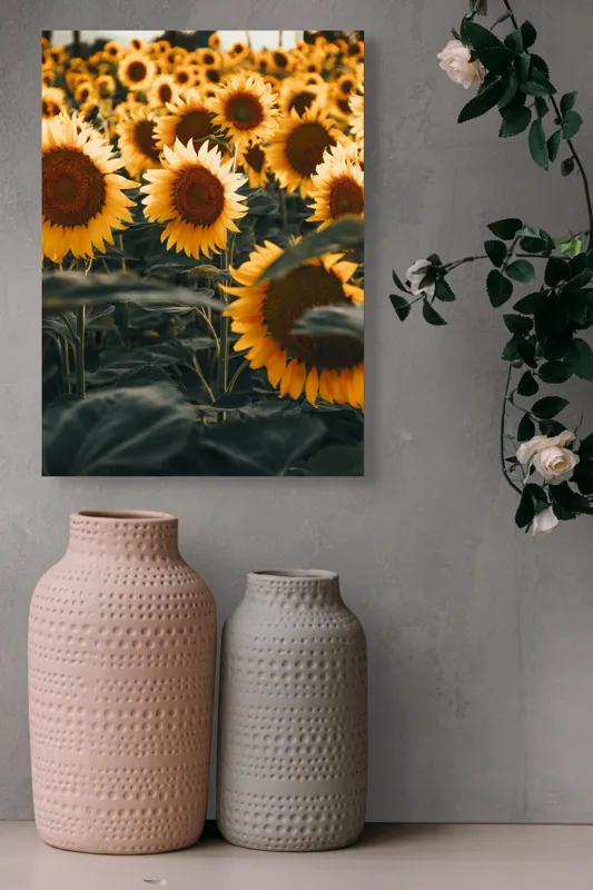 Tablou Canvas Câmpul Magnific al Florilor de Floarea-soarelui Vară Natură, 39 x 54 cm – poza 6