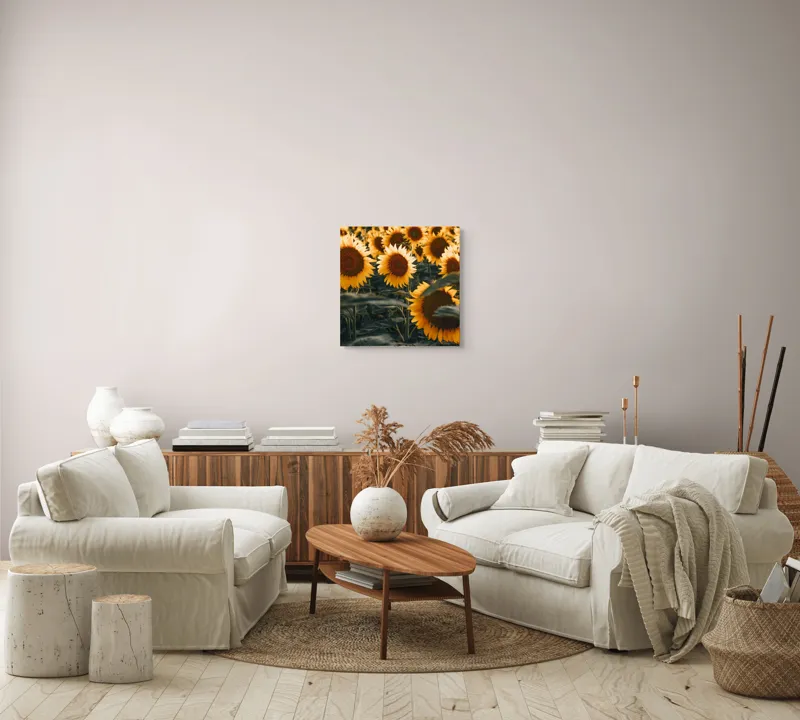 Tablou Canvas Câmpul Magnific al Florilor de Floarea-soarelui Vară Natură, 50 x 50 cm – poza 7