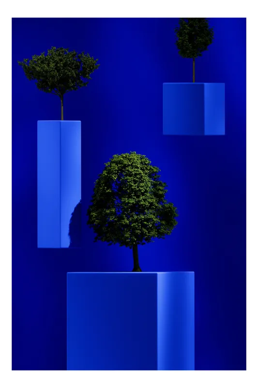 Tablou Canvas, "Arbori plutitori în albastru profund", 39 x 54 cm