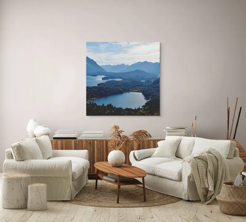 Tablou Canvas Peisaj Natură Lacuri Munți Cer Vârfuri, 100 x 100 cm – poza 3