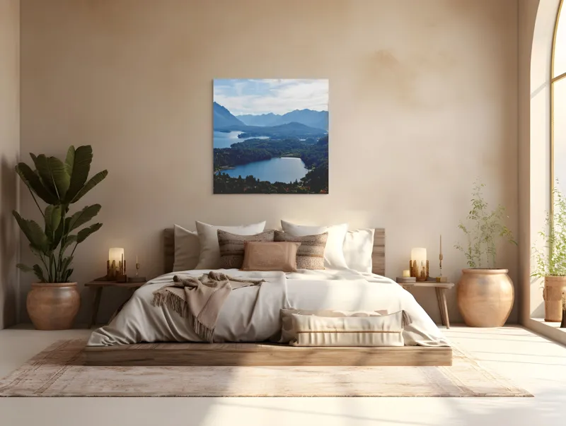 Tablou Canvas Peisaj Natură Lacuri Munți Cer Vârfuri, 100 x 100 cm – poza 4
