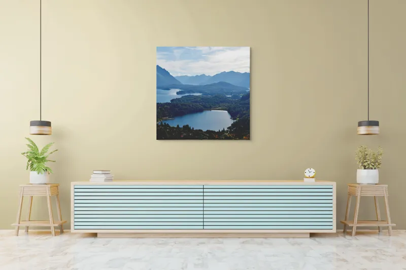 Tablou Canvas Peisaj Natură Lacuri Munți Cer Vârfuri, 100 x 100 cm – poza 5