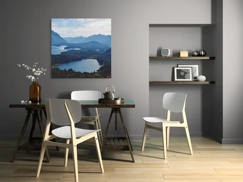 Tablou Canvas Peisaj Natură Lacuri Munți Cer Vârfuri, 100 x 100 cm – poza 6