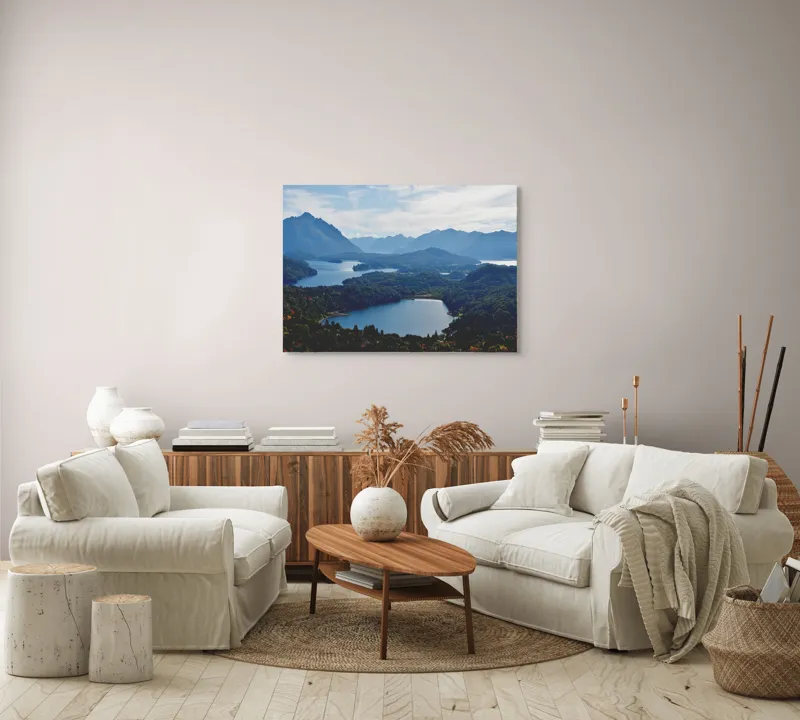 Tablou Canvas Peisaj Natură Lacuri Munți Cer Vârfuri, 100 x 70 cm – poza 3
