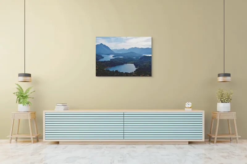Tablou Canvas Peisaj Natură Lacuri Munți Cer Vârfuri, 100 x 70 cm – poza 4
