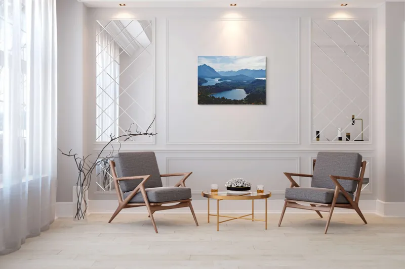 Tablou Canvas Peisaj Natură Lacuri Munți Cer Vârfuri, 100 x 70 cm – poza 5
