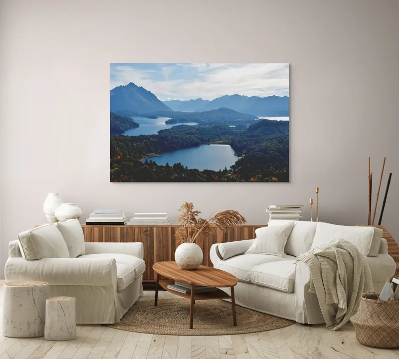 Tablou Canvas Peisaj Natură Lacuri Munți Cer Vârfuri, 150 x 100 cm – poza 3