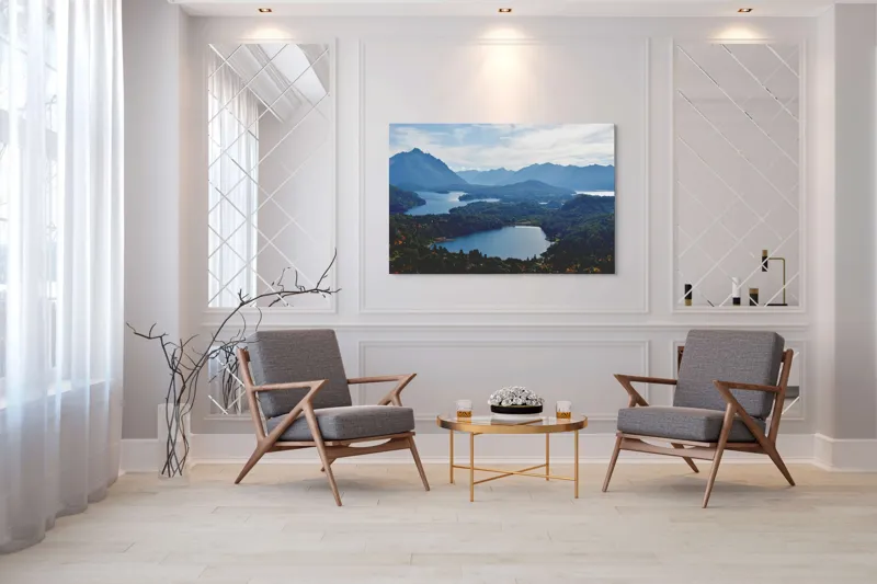 Tablou Canvas Peisaj Natură Lacuri Munți Cer Vârfuri, 150 x 100 cm – poza 7