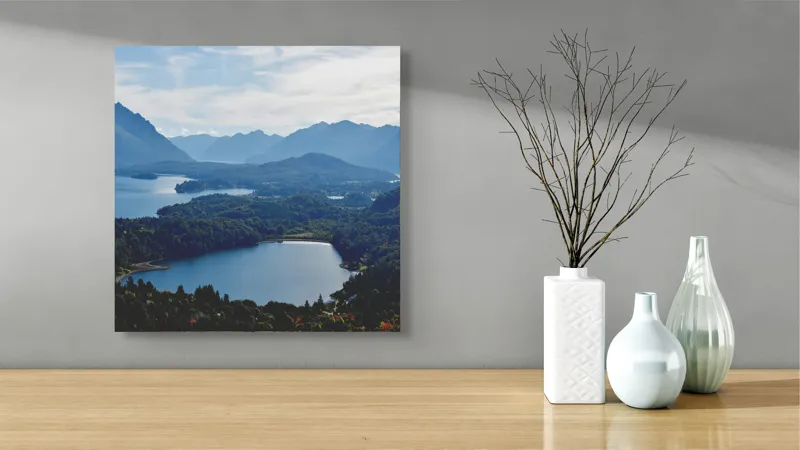 Tablou Canvas Peisaj Natură Lacuri Munți Cer Vârfuri, 50 x 50 cm – poza 3