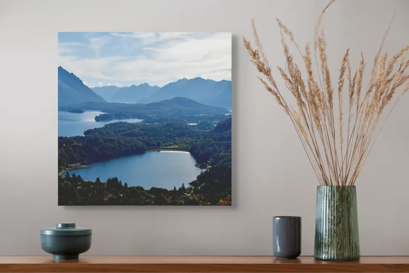 Tablou Canvas Peisaj Natură Lacuri Munți Cer Vârfuri, 50 x 50 cm – poza 4