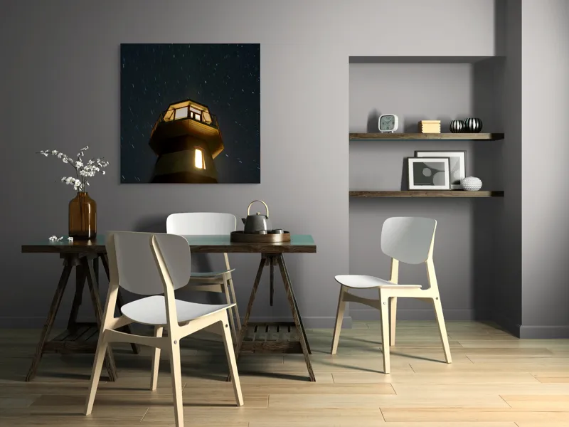 Tablou Canvas Far și Cer Înstelat Multicolor, 100 x 100 cm – poza 6