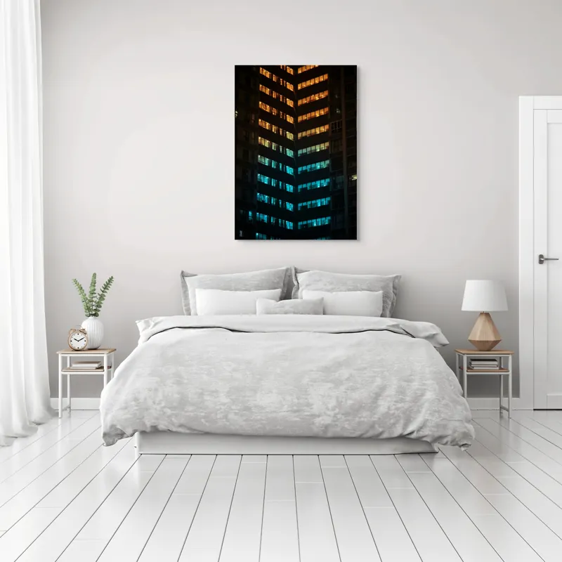 Tablou Canvas, "Orașul în lumini colorate nocturne", 70 x 100 cm – poza 3