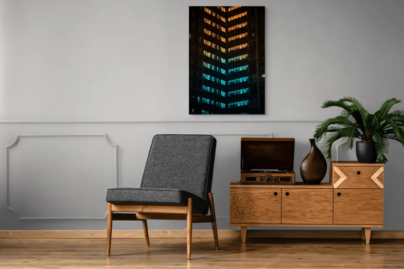 Tablou Canvas, "Orașul în lumini colorate nocturne", 70 x 100 cm – poza 6