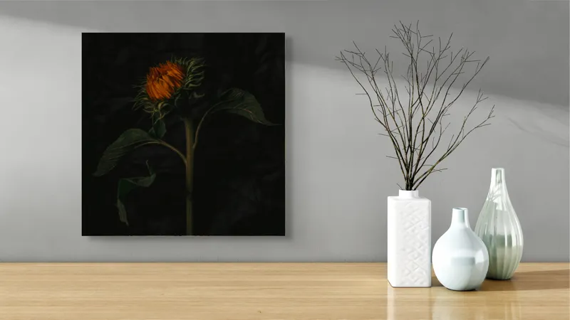 Tablou Canvas Floarea contemplativă în amurgul umbrei, 50 x 50 cm – poza 3