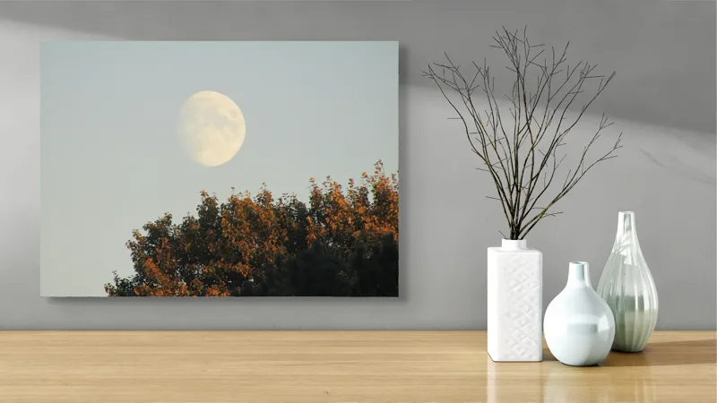 Tablou Canvas Luna printre frunze toamneți artă murală, 70 x 50 cm – poza 3