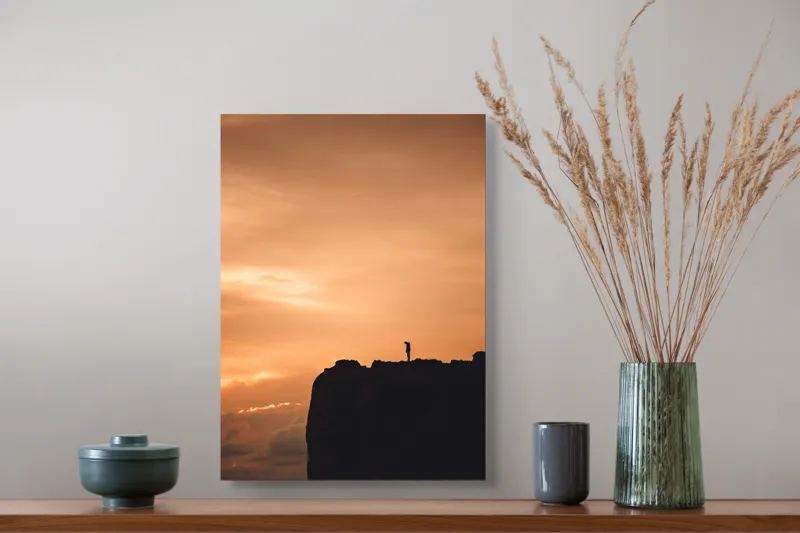 Tablou Canvas Siluetă Solitară la Apus Multicolor Artă Murală Premium, 39 x 54 cm – poza 3