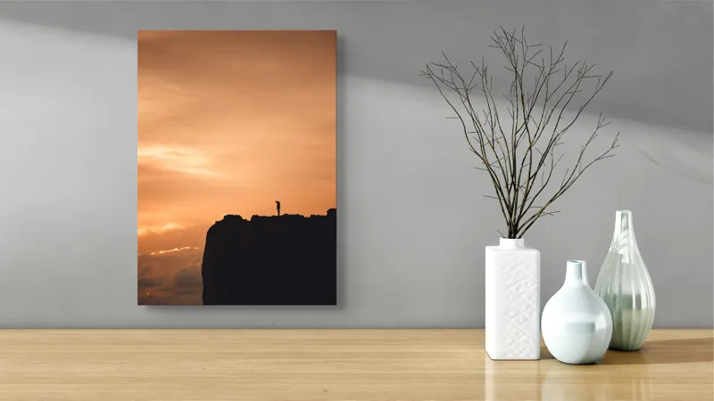 Tablou Canvas Siluetă Solitară la Apus Multicolor Artă Murală Premium, 39 x 54 cm – poza 4