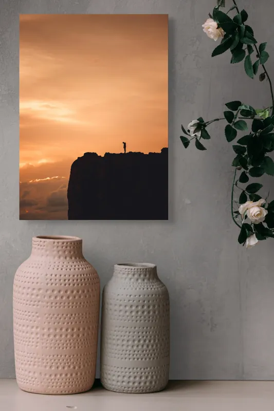 Tablou Canvas Siluetă Solitară la Apus Multicolor Artă Murală Premium, 39 x 54 cm – poza 6