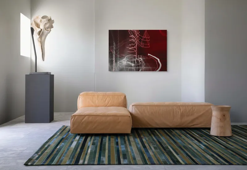 Tablou Canvas, "Linii luminoase în noapte abstractă", Linii, Energie, Abstracție, Dinamism, Roșu, Alb, Iluminare, Mișcare, 100 x 70 cm – poza 7