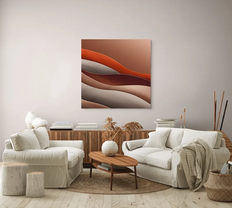 Tablou Canvas cu valuri abstracte, artă murală modernă, 100 x 100 cm – poza 3