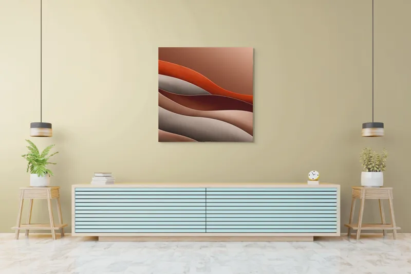Tablou Canvas cu valuri abstracte, artă murală modernă, 100 x 100 cm – poza 5