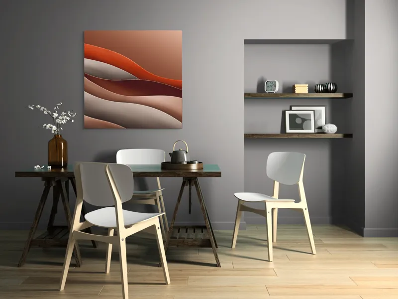 Tablou Canvas cu valuri abstracte, artă murală modernă, 100 x 100 cm – poza 6