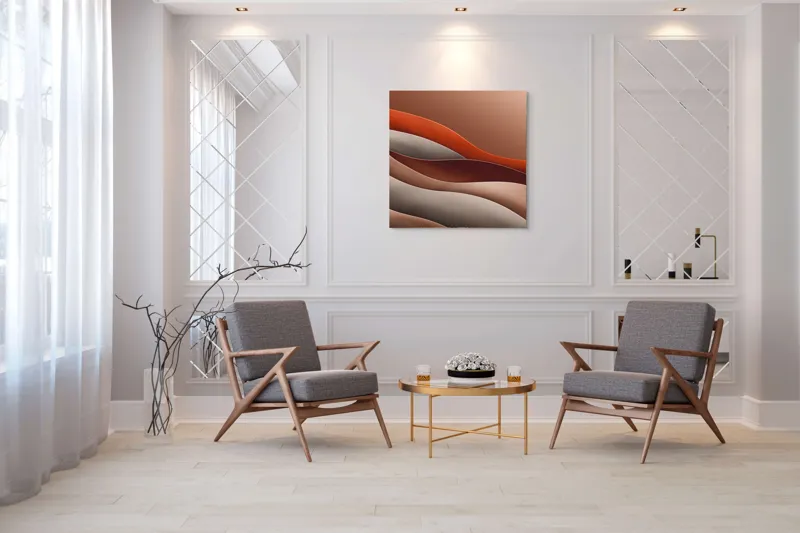 Tablou Canvas cu valuri abstracte, artă murală modernă, 100 x 100 cm – poza 7
