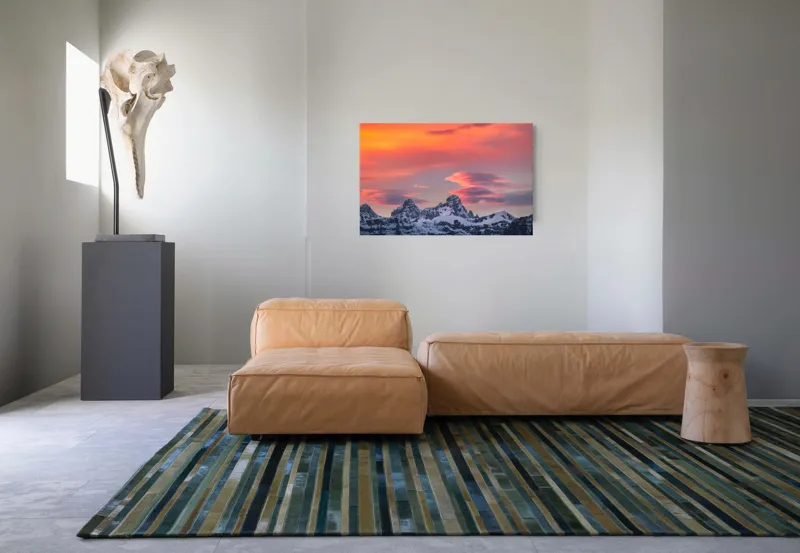 Tablou Canvas pe Vârfuri Alpine sub Cer de Foc, 90 x 50 cm – poza 8
