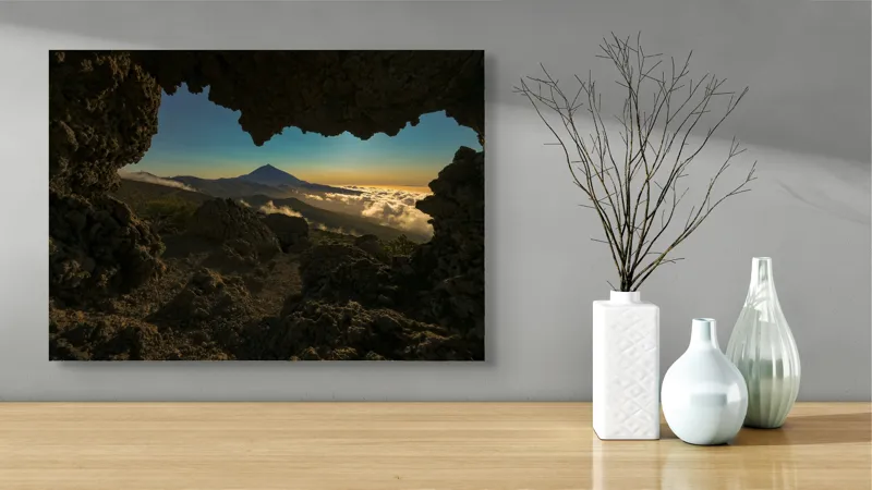 Tablou Canvas Peisaj Munti Apus Orizont Cer Silueta, 70 x 50 cm – poza 3
