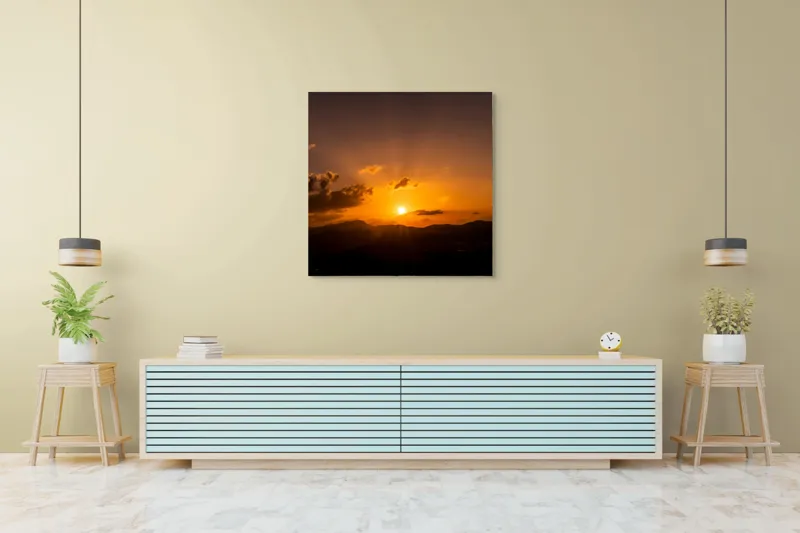 Tablou Canvas pe orizont liniștit, scenă apus de soare artistică, 100 x 100 cm – poza 5