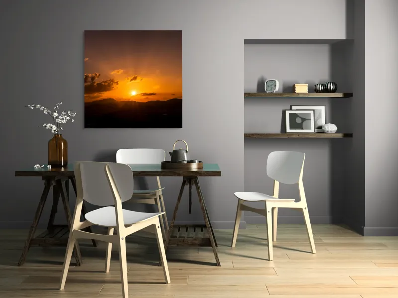 Tablou Canvas pe orizont liniștit, scenă apus de soare artistică, 100 x 100 cm – poza 6