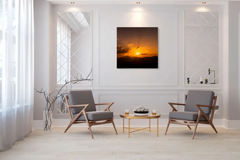 Tablou Canvas pe orizont liniștit, scenă apus de soare artistică, 100 x 100 cm – poza 7