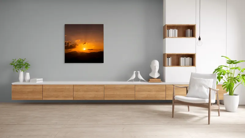 Tablou Canvas pe orizont liniștit, scenă apus de soare artistică, 100 x 100 cm – poza 8