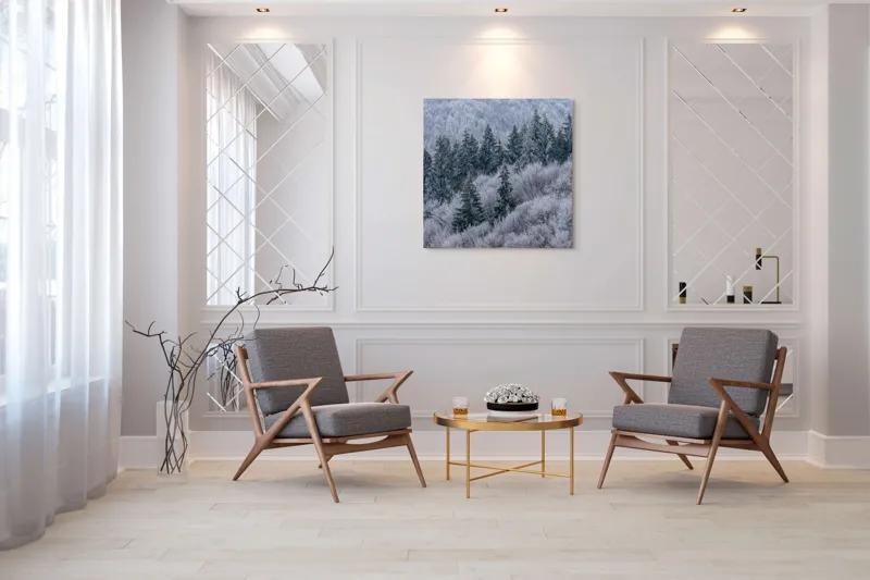 Tablou Canvas Pădurea Înghețată în Tăcerea Iernii, 100 x 100 cm – poza 7