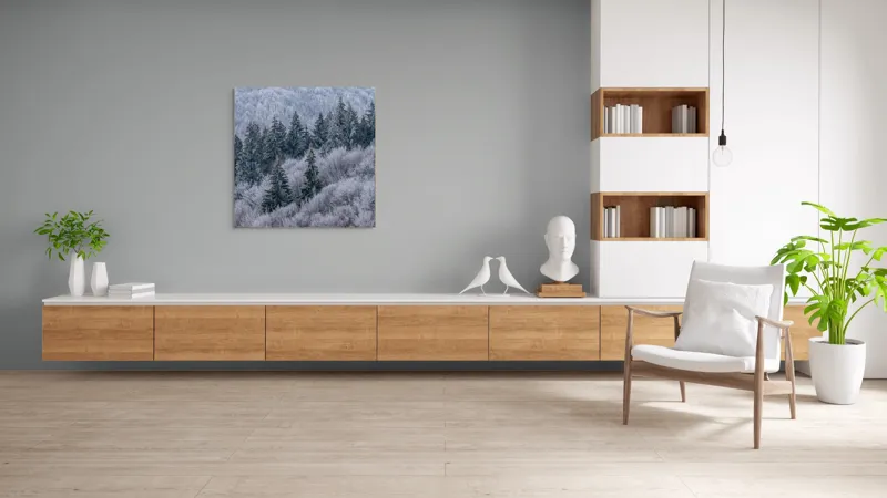 Tablou Canvas Pădurea Înghețată în Tăcerea Iernii, 100 x 100 cm – poza 8