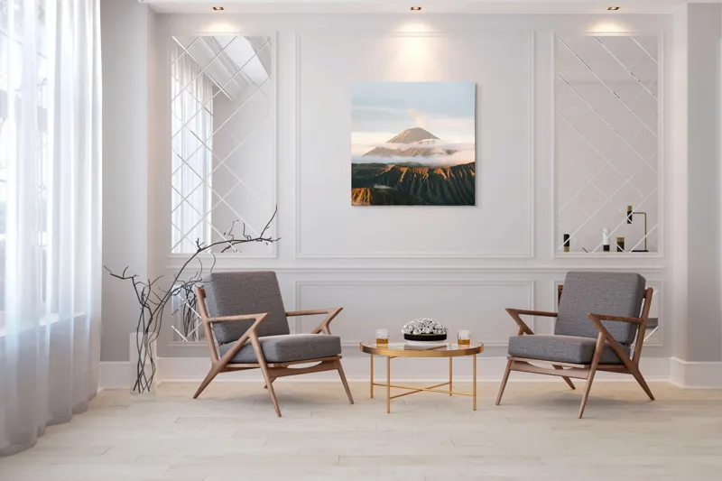 Tablou Canvas peisaj munți în aburi misterioase, 100 x 100 cm – poza 7