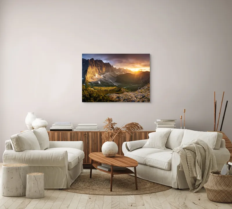 Tablou Canvas pe tema Aurora peste munții tăcuți ai viselor, 100 x 70 cm – poza 3