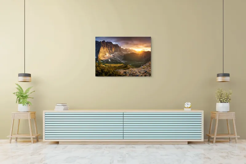Tablou Canvas pe tema Aurora peste munții tăcuți ai viselor, 100 x 70 cm – poza 4
