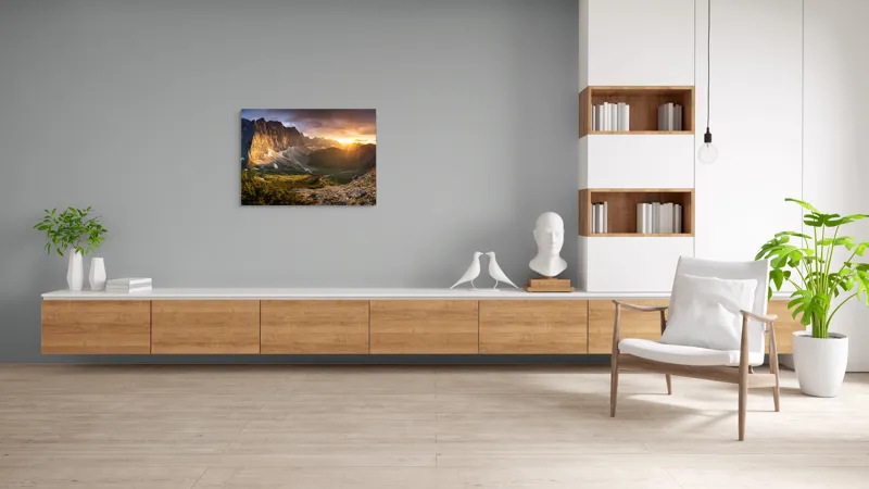 Tablou Canvas pe tema Aurora peste munții tăcuți ai viselor, 100 x 70 cm – poza 6