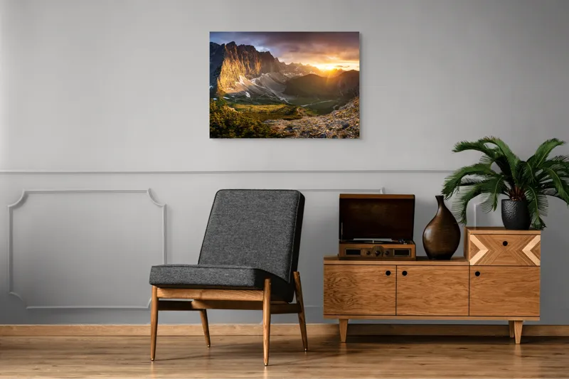 Tablou Canvas pe tema Aurora peste munții tăcuți ai viselor, 100 x 70 cm – poza 8