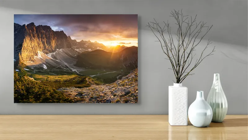 Tablou Canvas pe tema Aurora peste munții tăcuți ai viselor, 70 x 50 cm – poza 3