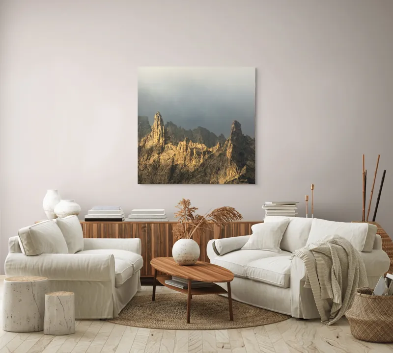 Tablou Canvas Relieful Stâncos în Lumină Aurie, 100 x 100 cm – poza 3