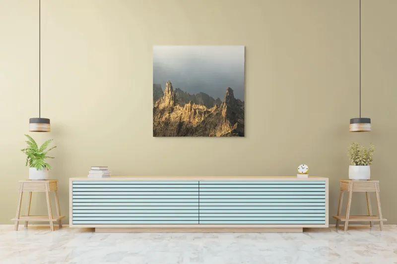 Tablou Canvas Relieful Stâncos în Lumină Aurie, 100 x 100 cm – poza 5