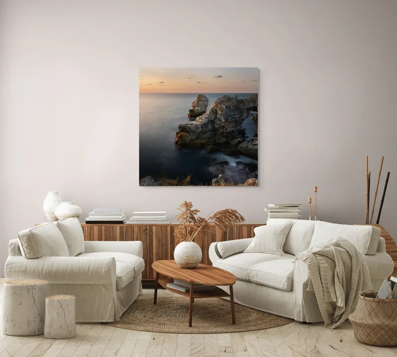 Tablou Canvas pe tema Zborul timpului peste stânci boreale, 100 x 100 cm – poza 3