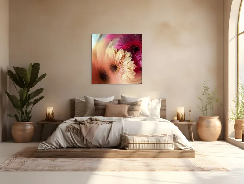 Tablou Canvas floral cu vortice în culori vibrante, 100 x 100 cm – poza 4
