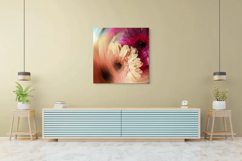 Tablou Canvas floral cu vortice în culori vibrante, 100 x 100 cm – poza 5