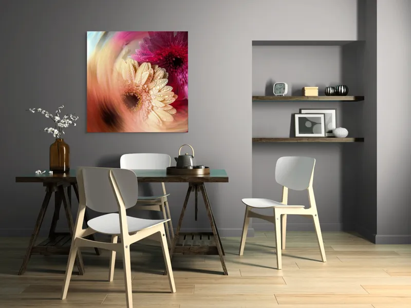 Tablou Canvas floral cu vortice în culori vibrante, 100 x 100 cm – poza 6