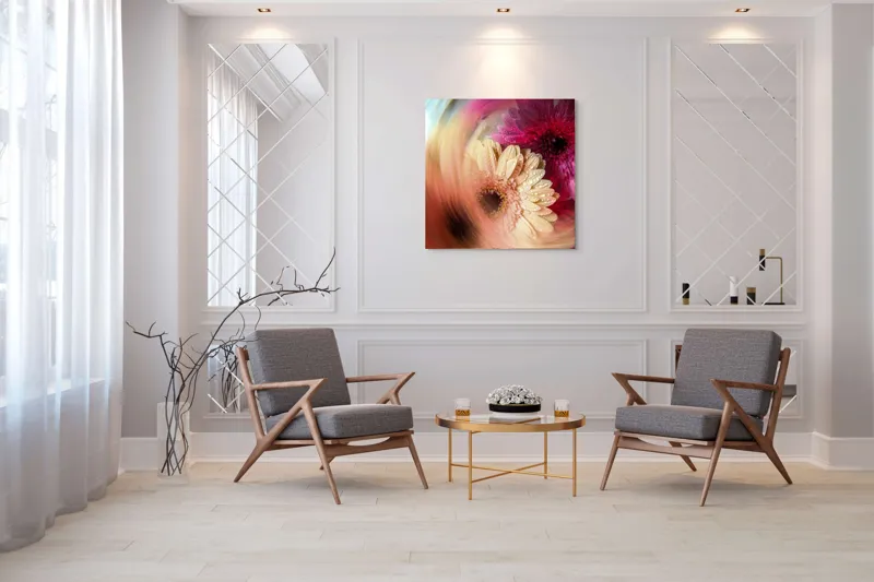 Tablou Canvas floral cu vortice în culori vibrante, 100 x 100 cm – poza 7