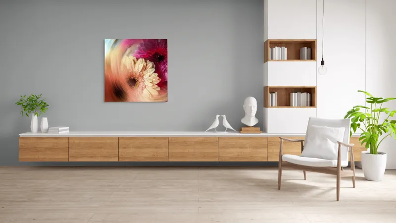 Tablou Canvas floral cu vortice în culori vibrante, 100 x 100 cm – poza 8
